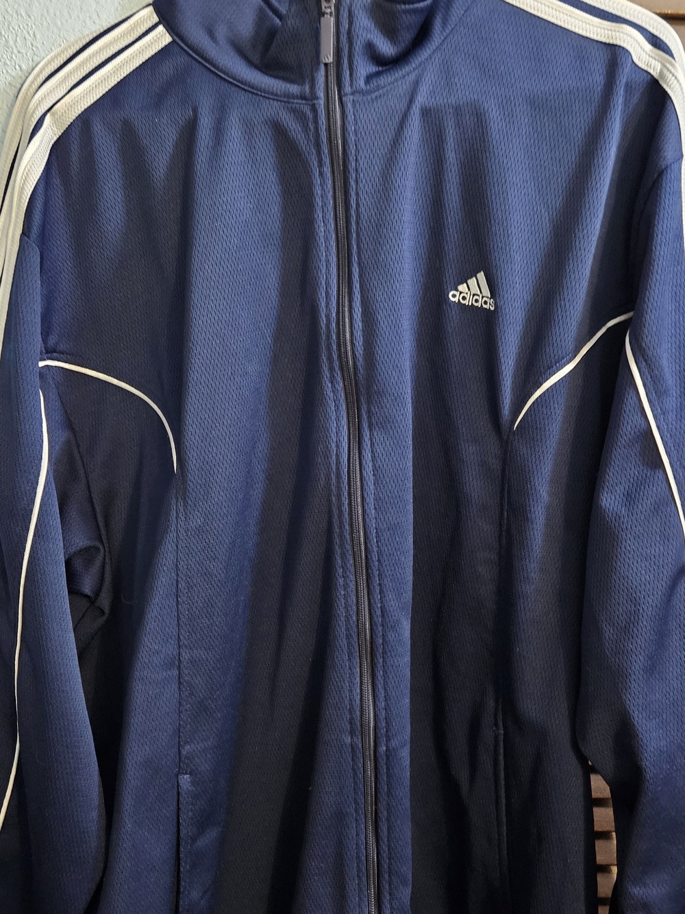 adidas Navy and White Lightweight Track Jacket